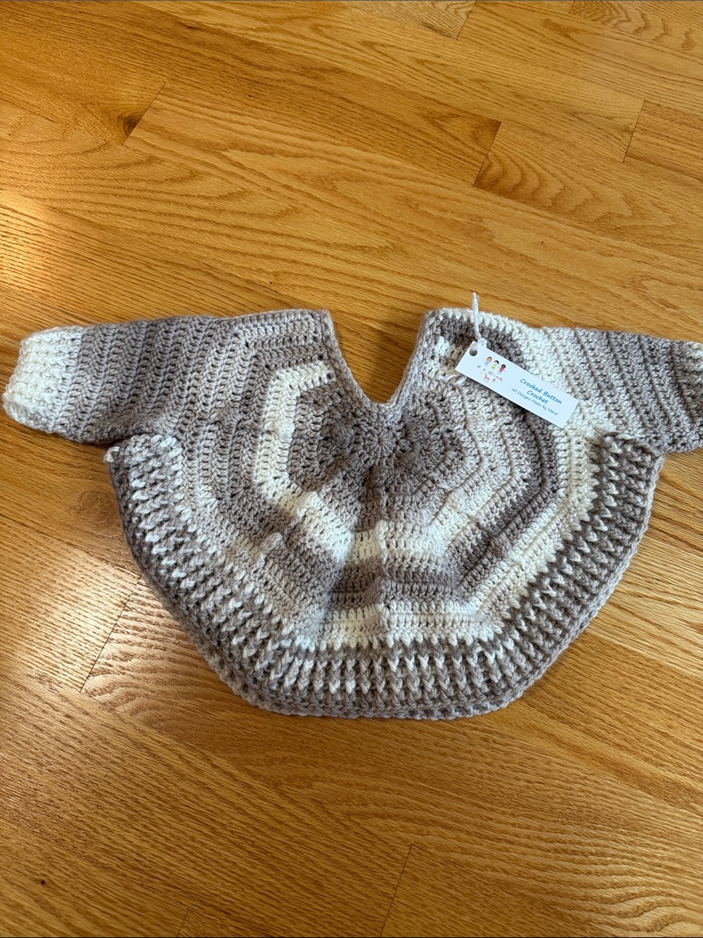 Handmade Gray & Cream Crocheted Sweater